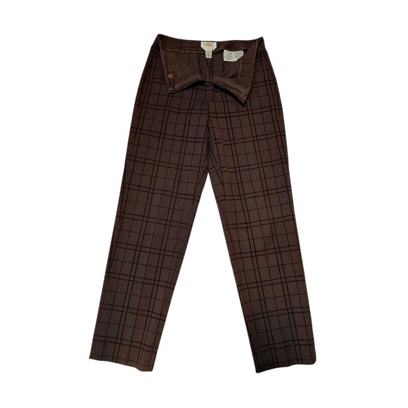 Talbots Women's Brown Checkered Trousers - Picture 2 of 7